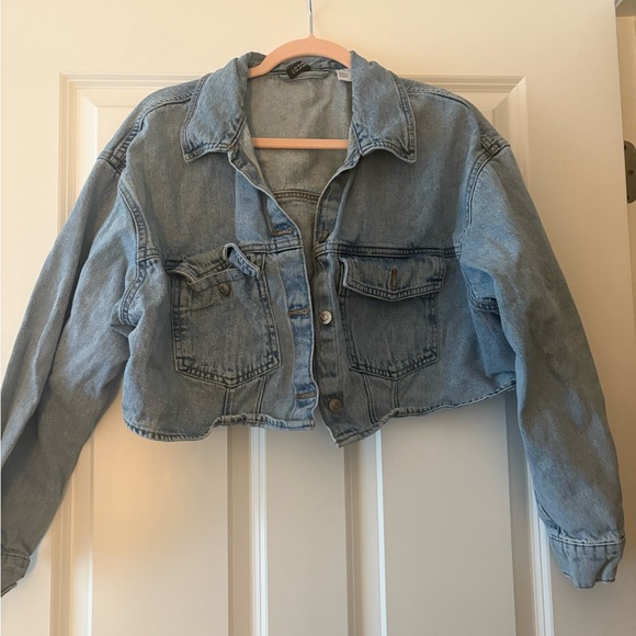 H&M Light Blue Cropped Jean Jacket - Picture 1 of 3